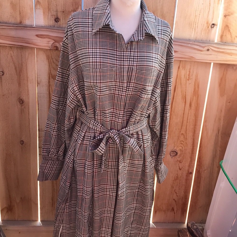 Plaid trench coat